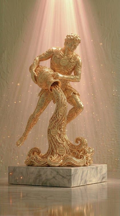 Escultura dorada de Acuario